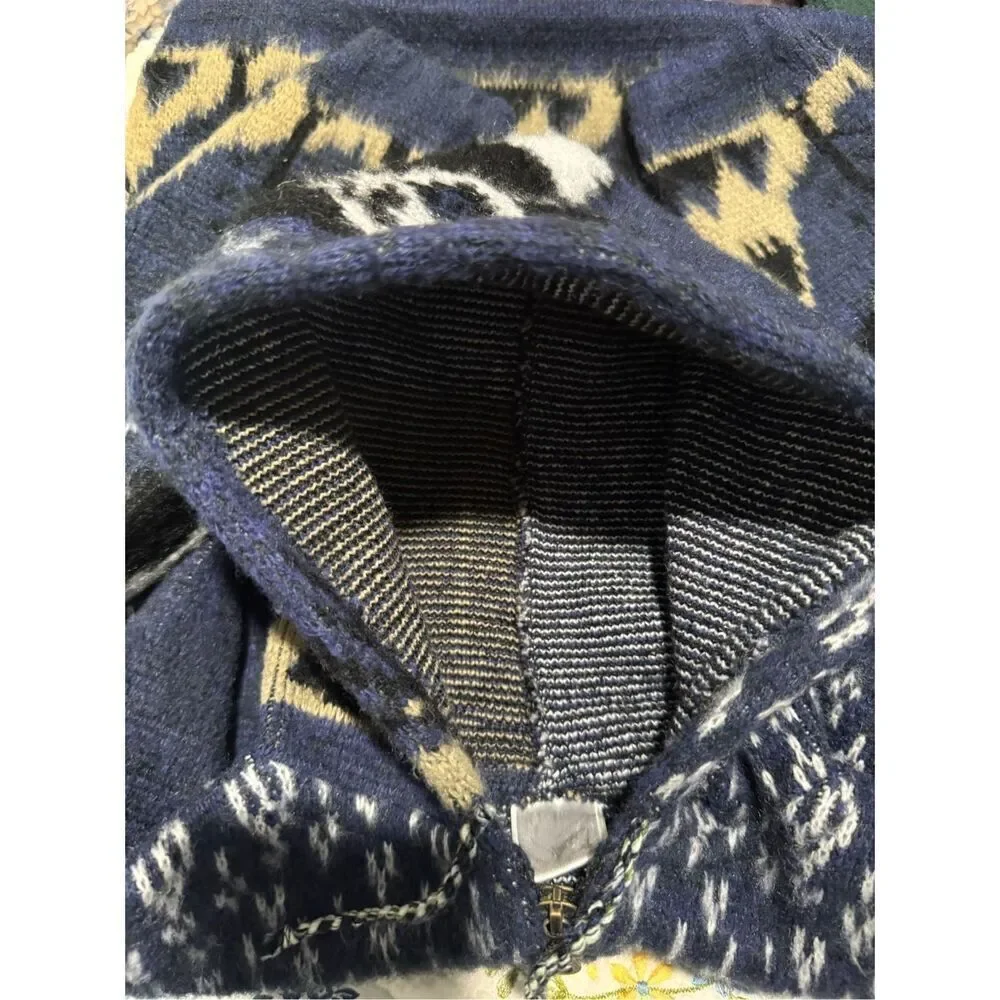 Panda Bear print hooded sweater wool kids 7/8